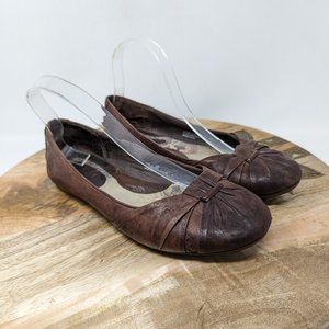 Born Flats Women 8 Brown Leather Slip On Gather Toe Professional Ballet Shoes